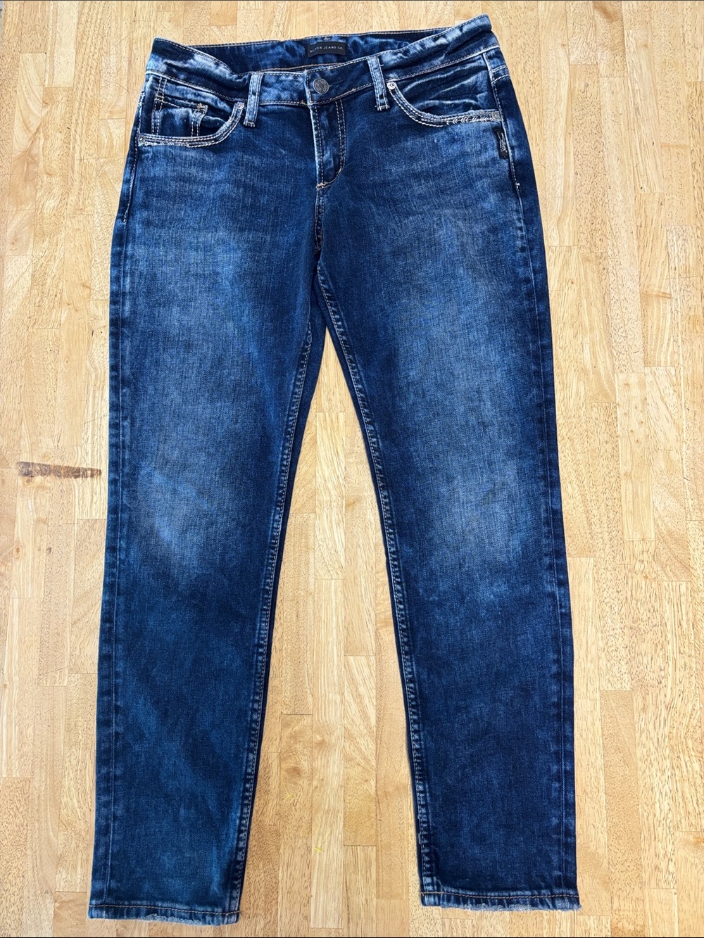 Silver Jeans Co. Women’s Mid-Rise Boyfriend Slim Skinny Stretch Denim Jeans